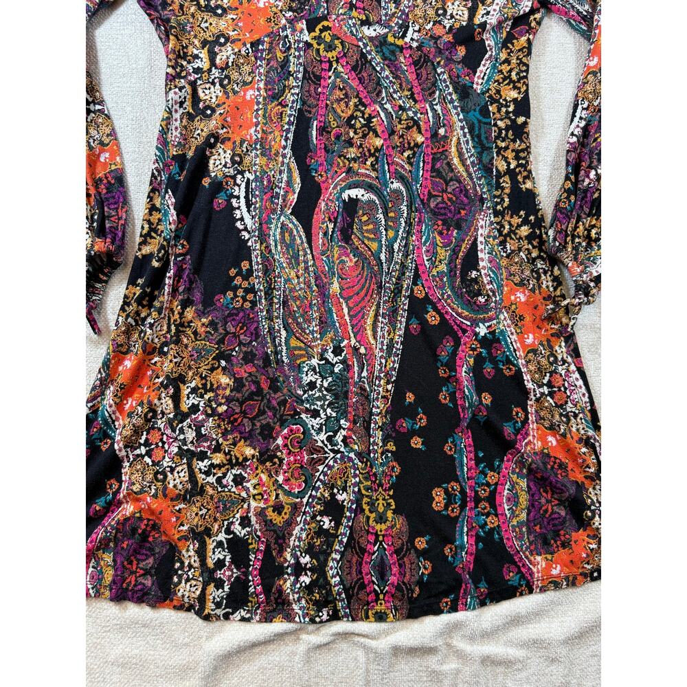 Free People Women Large Black Long Sleeve Knee Length Artsy Goth Carnival Dress - Picture 9 of 11